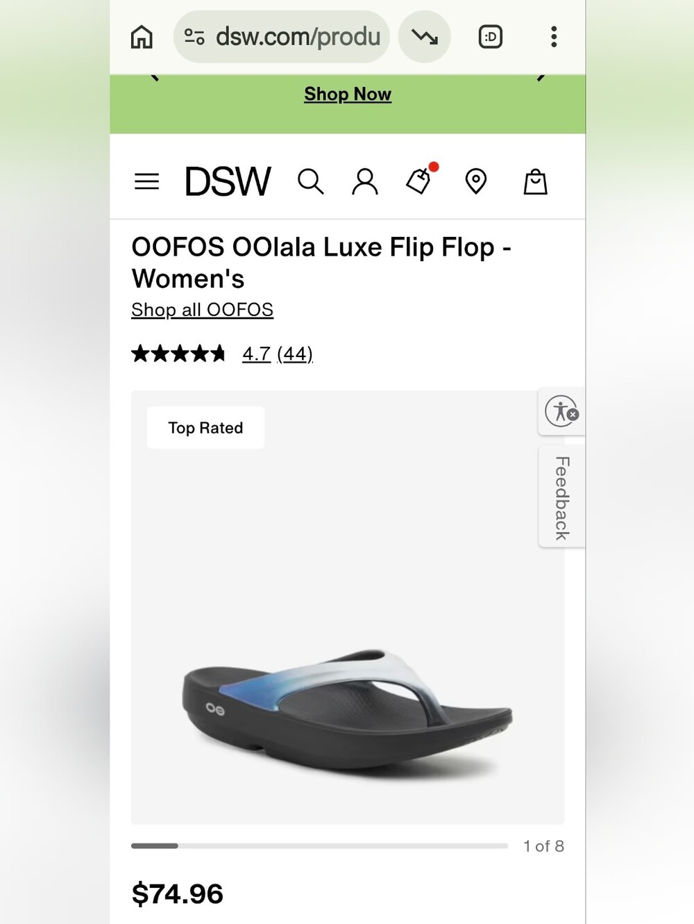 OOFOS OOlala Luxe Women’s 6 White Silver Turquoise Ombre Recovery Flip Flops NEW - Picture 12 of 12
